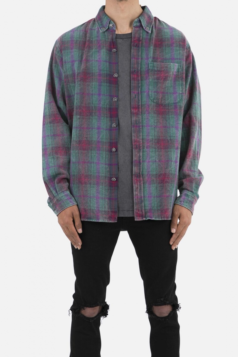 Chemises Mnml Scorpion Vintage Flannel Green/Purple Homme | QQS-9451220