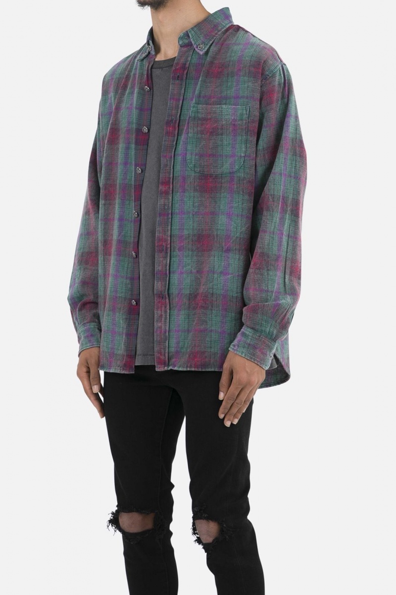 Chemises Mnml Scorpion Vintage Flannel Green/Purple Homme | QQS-9451220