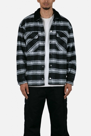 Flannel Shirt Mnml Sherpa Doublée Flannel Shirt Black/Natural Homme | QYG-1672925