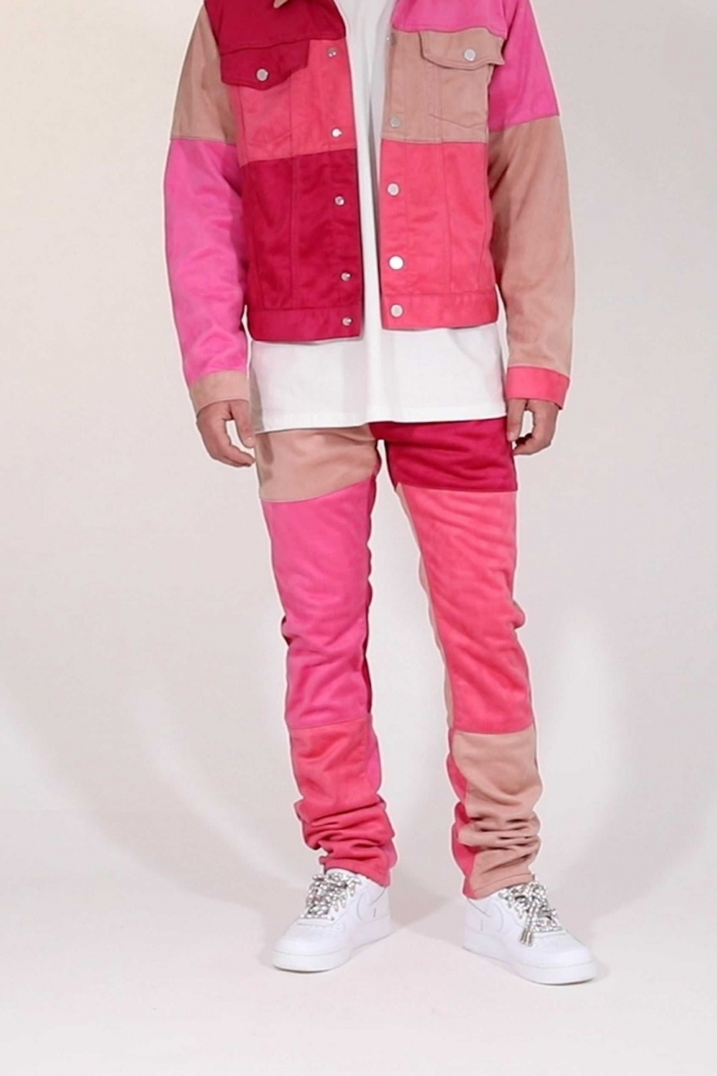 Straight Denim Mnml D354 Patchwork Droit Denim Rose Homme | ODR-8931857