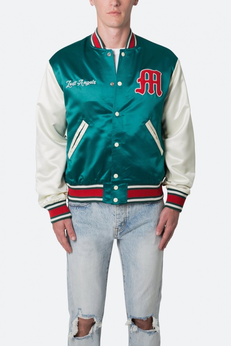 Vestes Mnml Satin Varsity Jacket Green/White  | GBZ-2922200