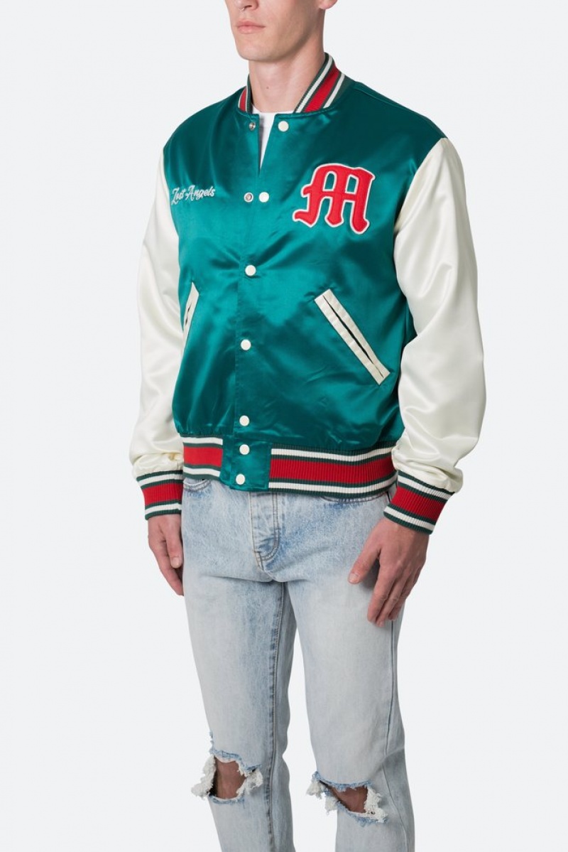 Vestes Mnml Satin Varsity Jacket Green/White  | GBZ-2922200