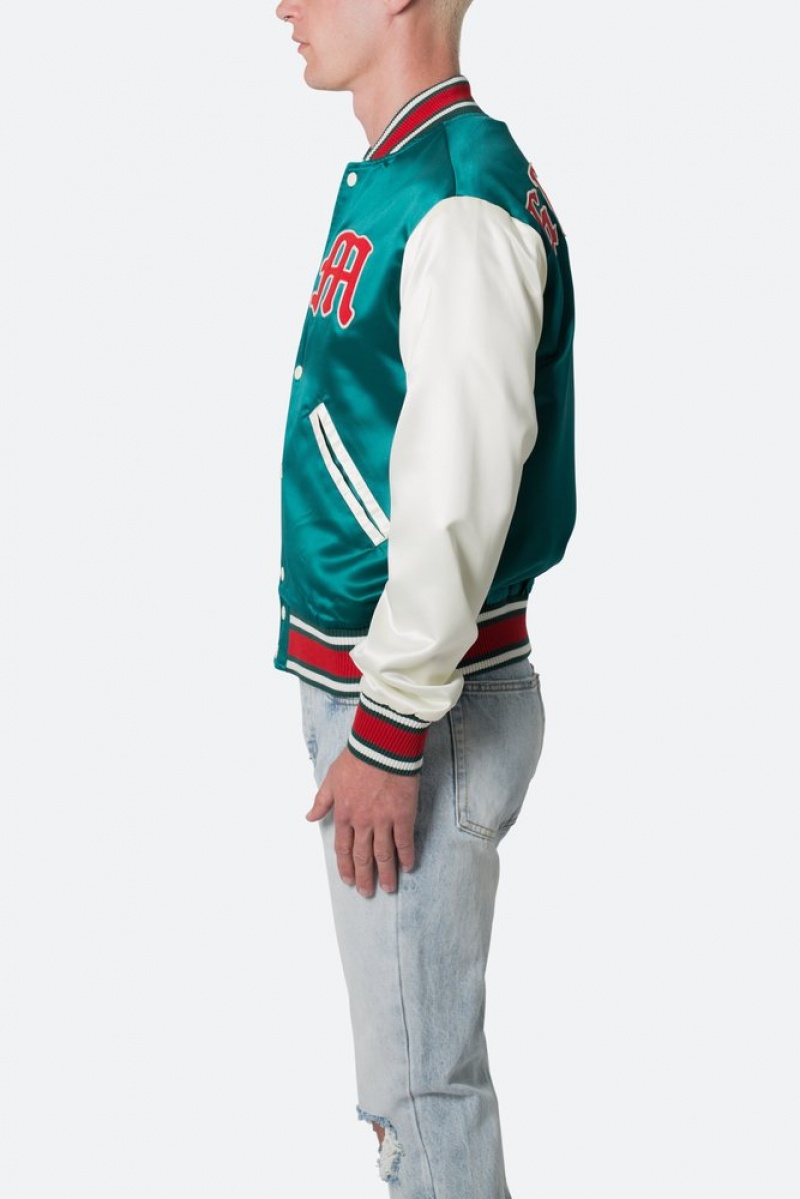 Vestes Mnml Satin Varsity Jacket Green/White  | GBZ-2922200