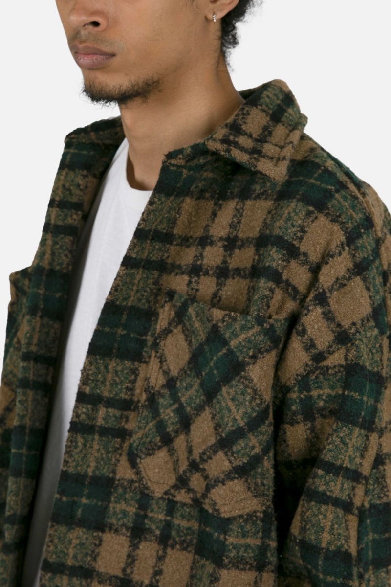 Chemises Mnml Heavyweight Woven Flannel Green/Black Homme | HXD-5898594