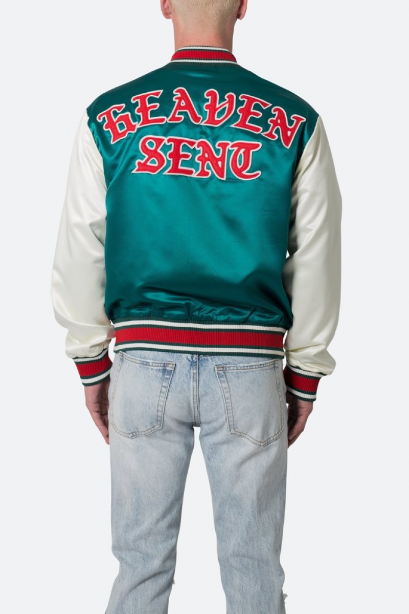 Vestes Mnml Satin Varsity Jacket Green/White  | GBZ-2922200