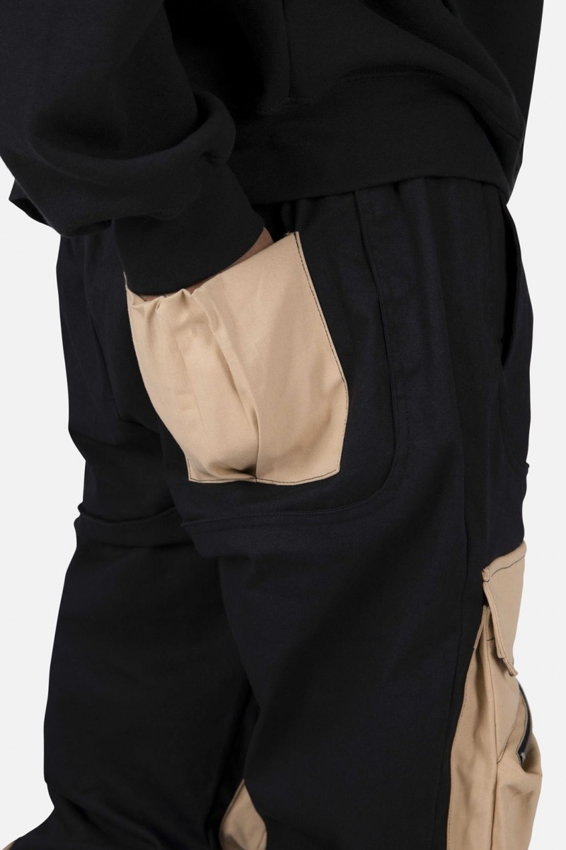 Cargos Mnml Contrast Cargo Pants Black/Natural Homme | HLD-2319659