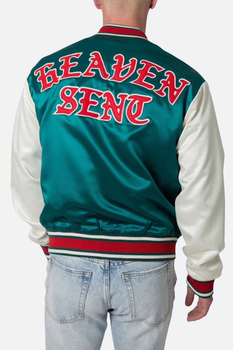 Vestes Mnml Satin Varsity Jacket Green/White  | GBZ-2922200