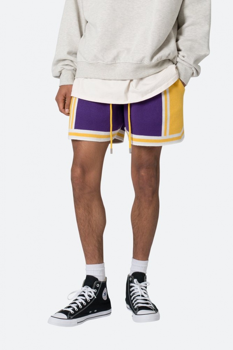 Short Mnml Knit Basketball Shorts Purple/Yellow  | DZT-8066156