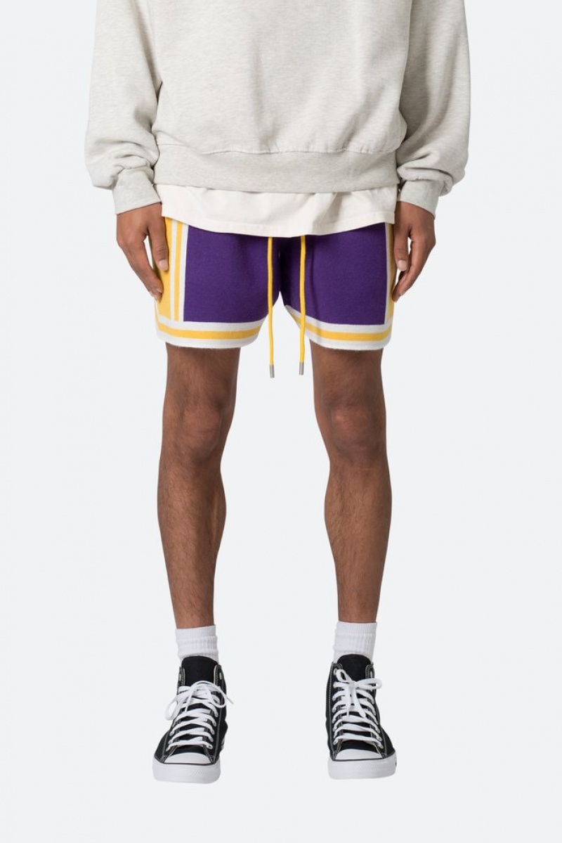 Short Mnml Knit Basketball Shorts Purple/Yellow  | DZT-8066156