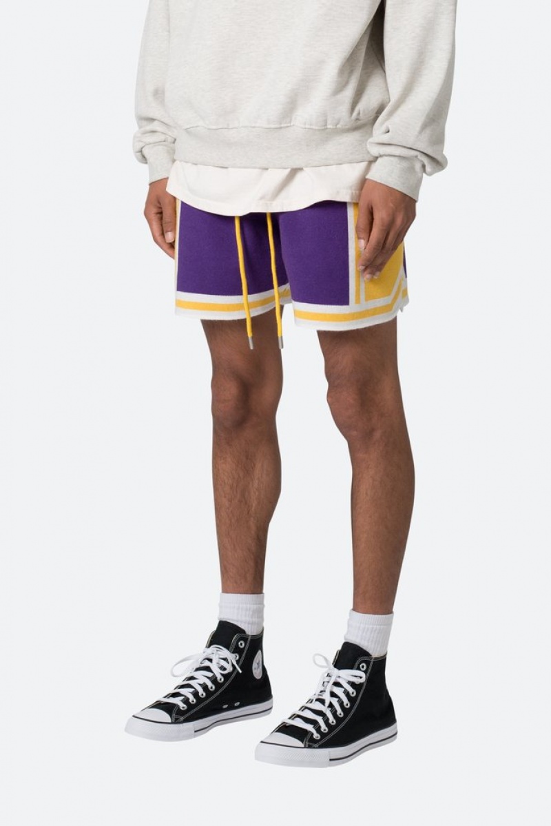 Short Mnml Knit Basketball Shorts Purple/Yellow  | DZT-8066156