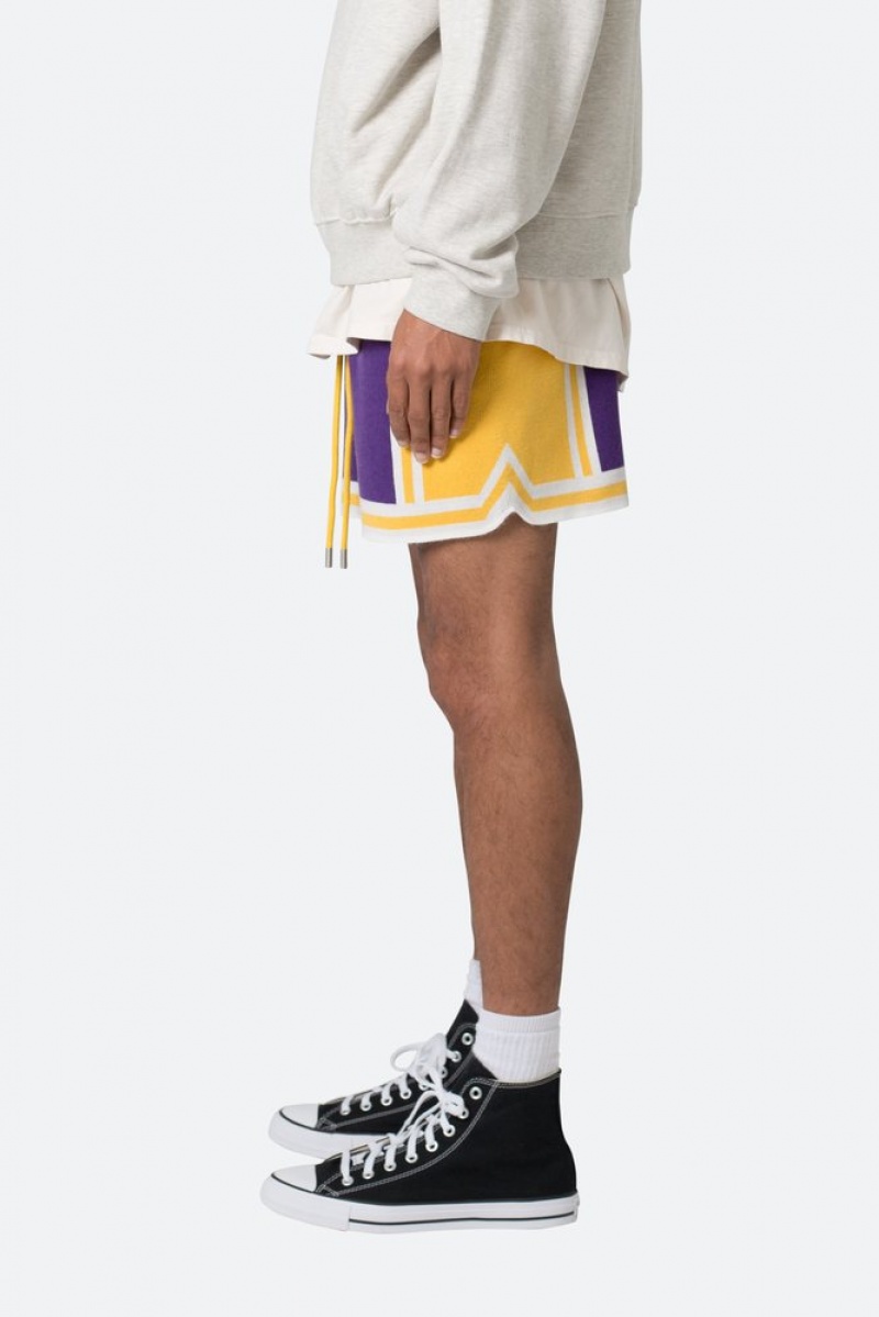 Short Mnml Knit Basketball Shorts Purple/Yellow  | DZT-8066156