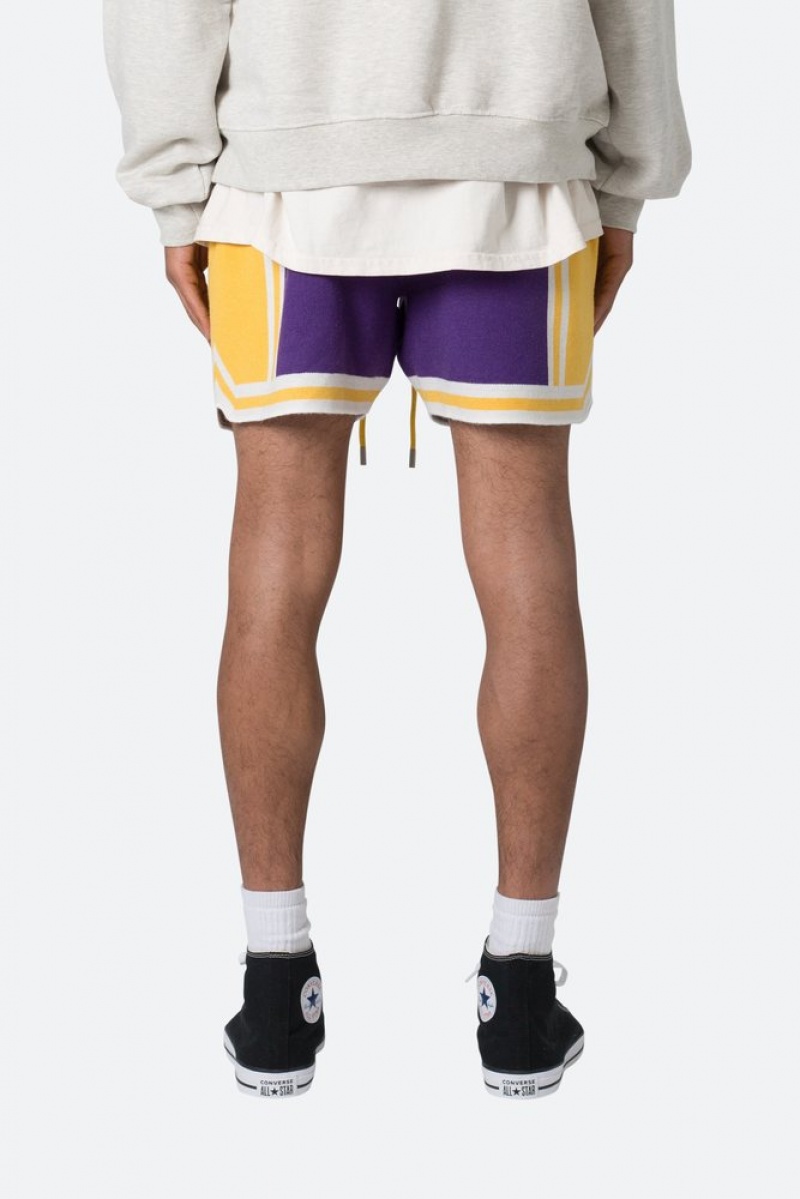 Short Mnml Knit Basketball Shorts Purple/Yellow  | DZT-8066156