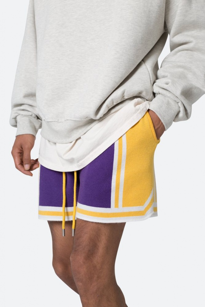 Short Mnml Knit Basketball Shorts Purple/Yellow  | DZT-8066156