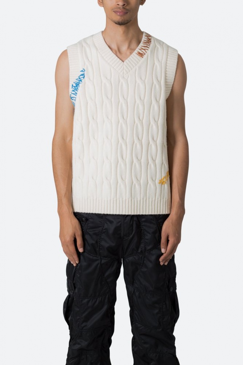 Sweats Mnml Cable Knit Vest Blanche  | AHS-6899871