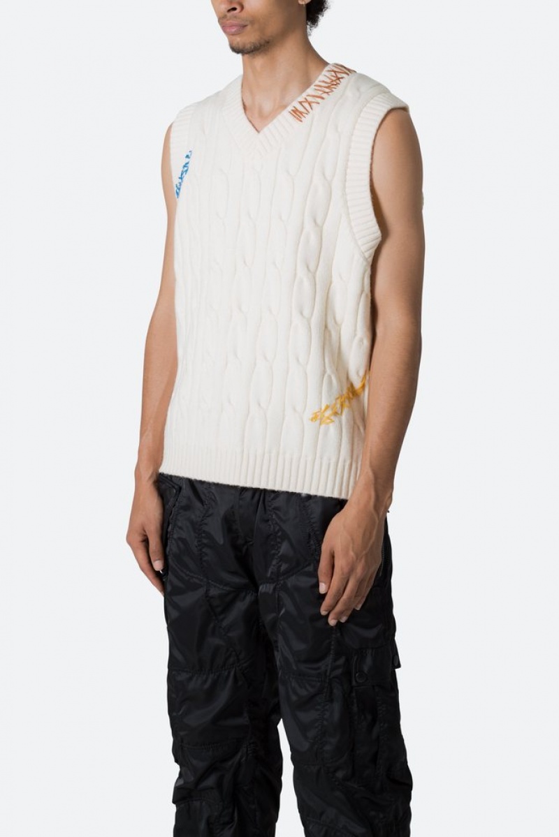 Sweats Mnml Cable Knit Vest Blanche  | AHS-6899871