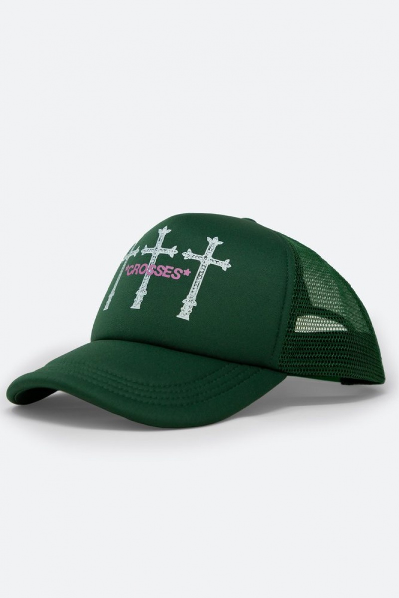 Couvre-chef Mnml Crosses Trucker Cap Vert  | UNT-6154645