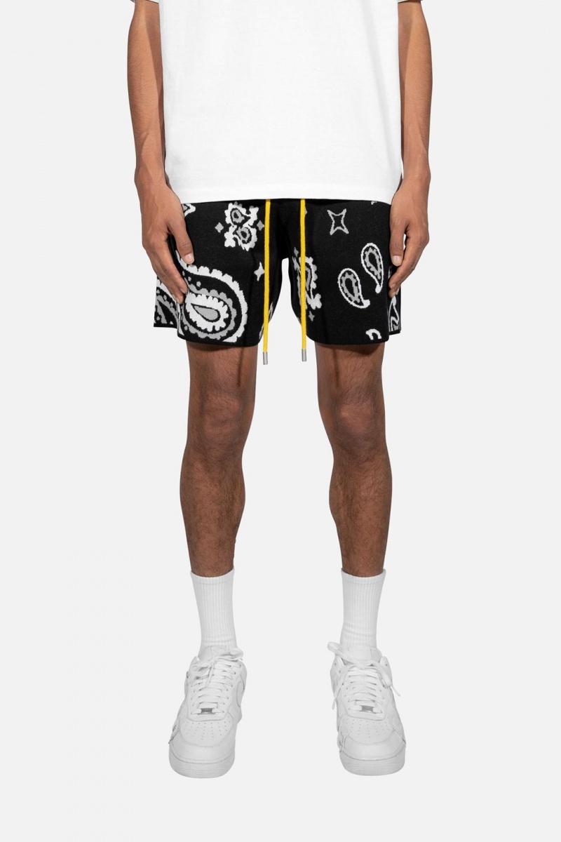 Short Mnml Paisley Knit Shorts Noir Homme | BTE-0152129