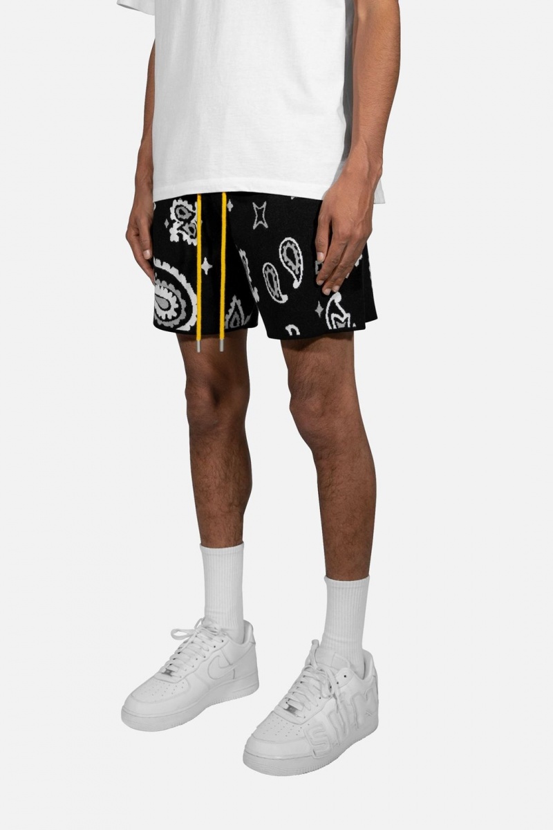 Short Mnml Paisley Knit Shorts Noir Homme | BTE-0152129