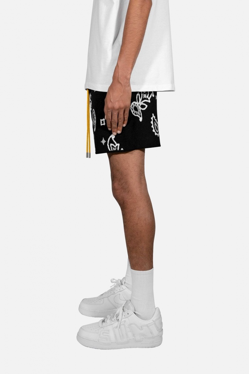 Short Mnml Paisley Knit Shorts Noir Homme | BTE-0152129