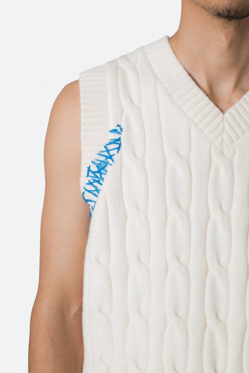 Sweats Mnml Cable Knit Vest Blanche  | AHS-6899871