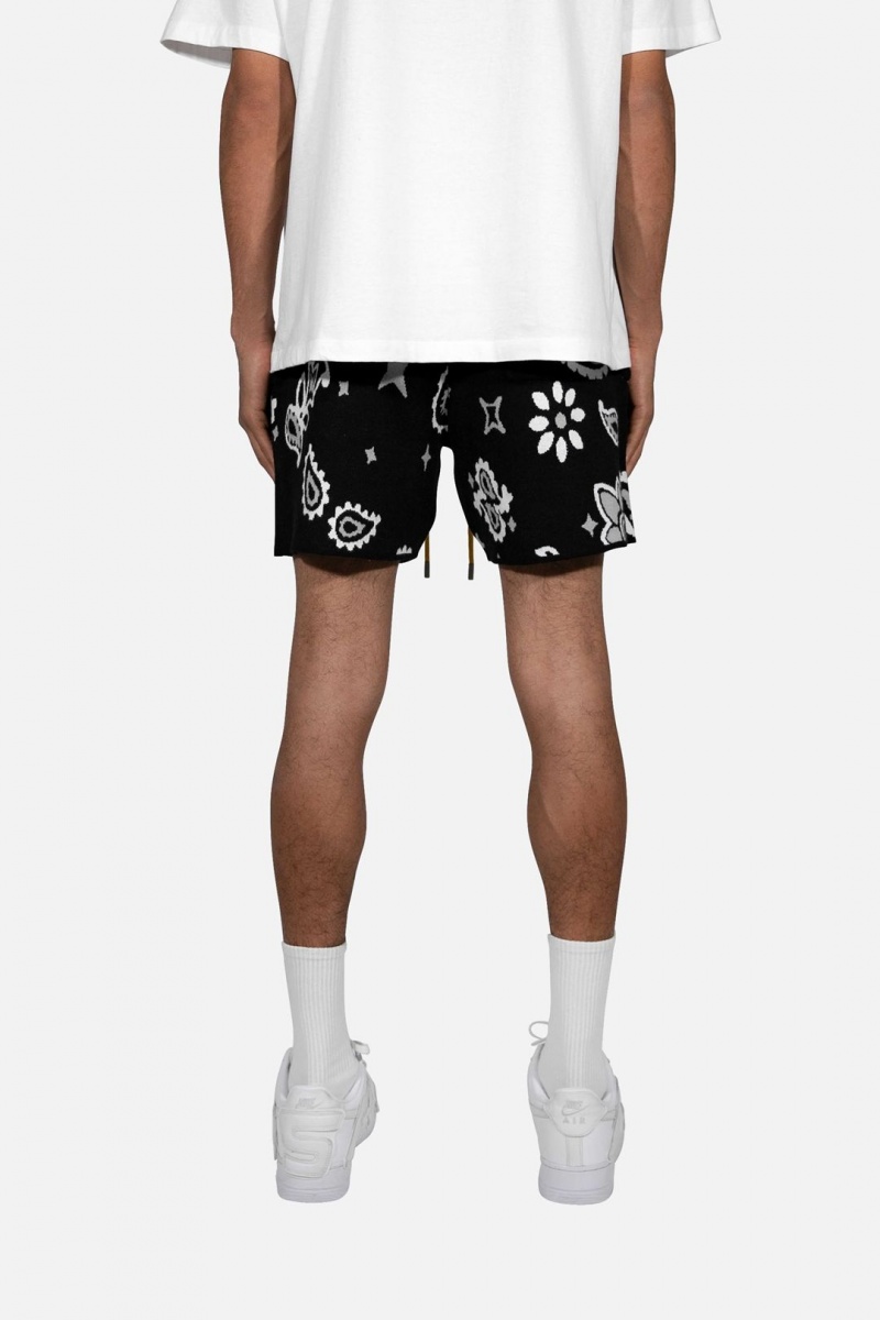 Short Mnml Paisley Knit Shorts Noir Homme | BTE-0152129