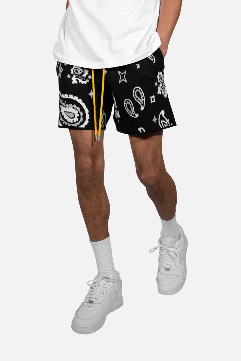 Short Mnml Paisley Knit Shorts Noir Homme | BTE-0152129