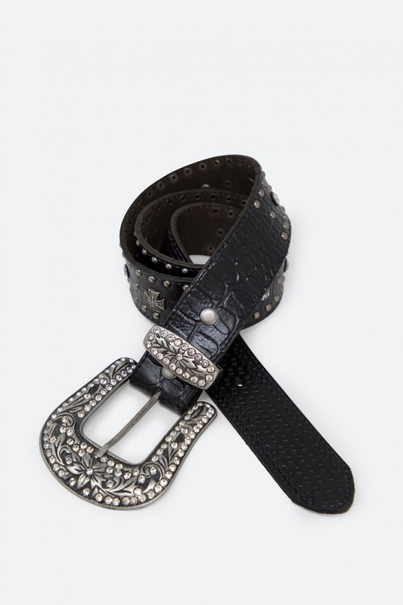 Ceintures Mnml Metal Cross Studded Belt Noir  | KNR-4928848