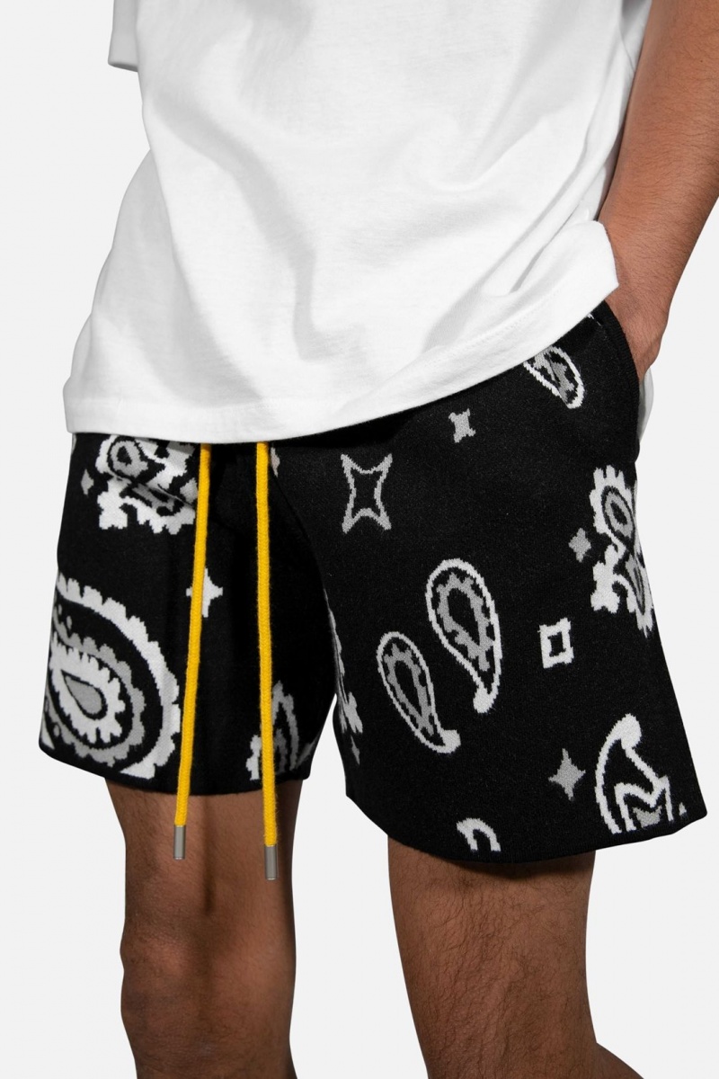 Short Mnml Paisley Knit Shorts Noir Homme | BTE-0152129