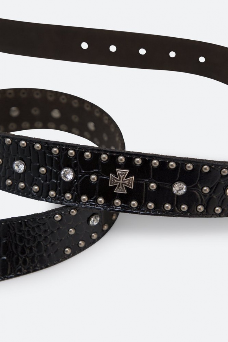 Ceintures Mnml Metal Cross Studded Belt Noir  | KNR-4928848