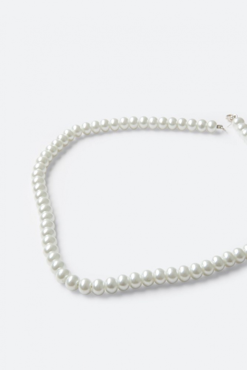 Bijoux Mnml Solid Pearl Necklace Blanche  | ELZ-4717029