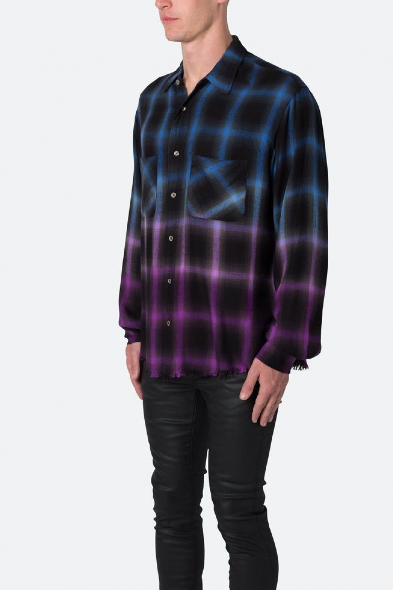 Chemises Mnml Ombre Flannel Shirt Black/Purple  | RSJ-9163135