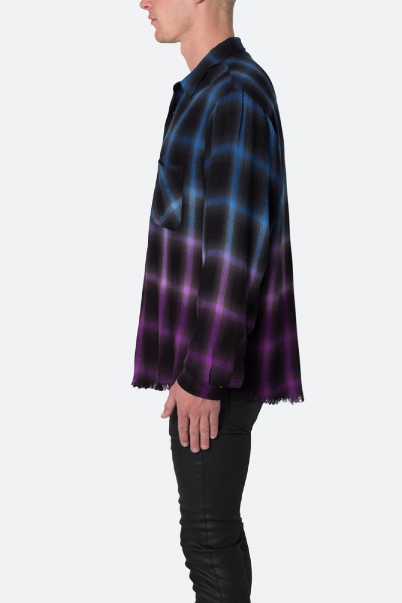 Chemises Mnml Ombre Flannel Shirt Black/Purple  | RSJ-9163135