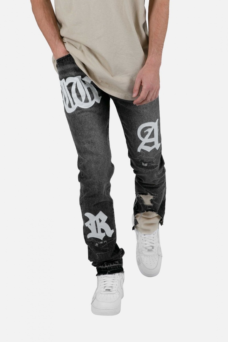 Straight Denim Mnml D198 War Droit Denim Black/White Homme | HMQ-6544769