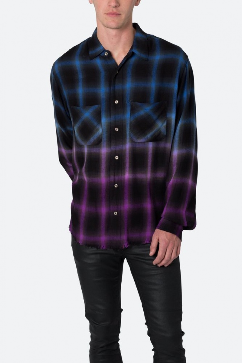 Chemises Mnml Ombre Flannel Shirt Black/Purple  | RSJ-9163135