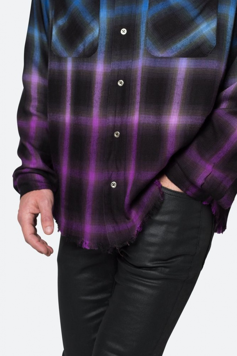 Chemises Mnml Ombre Flannel Shirt Black/Purple  | RSJ-9163135