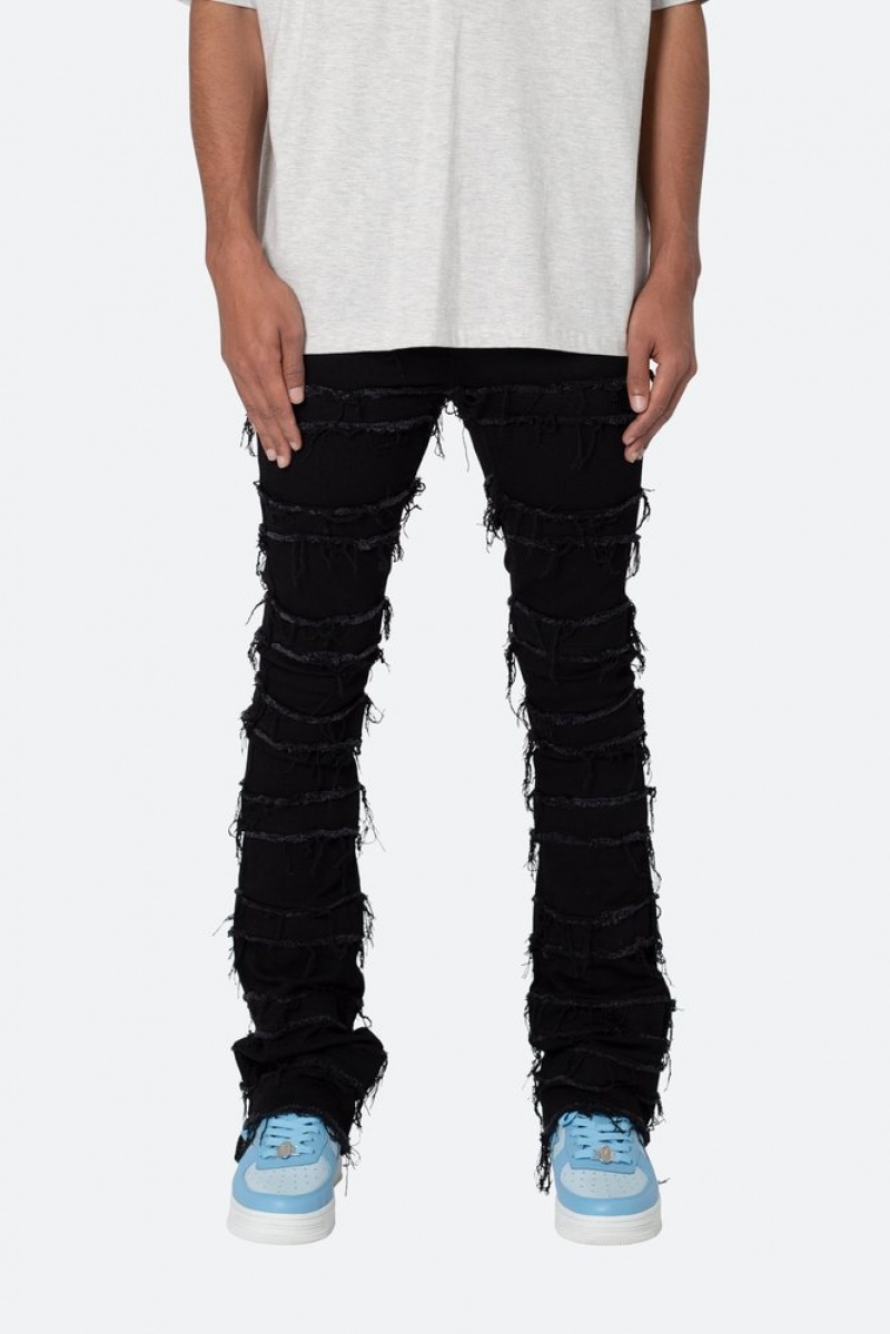 Skinny Denim Mnml X597 Paneled Mince Stacked Denim Noir  | HSR-0712969