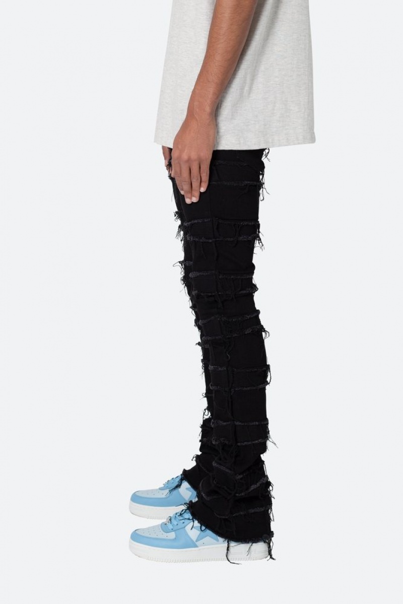 Skinny Denim Mnml X597 Paneled Mince Stacked Denim Noir  | HSR-0712969