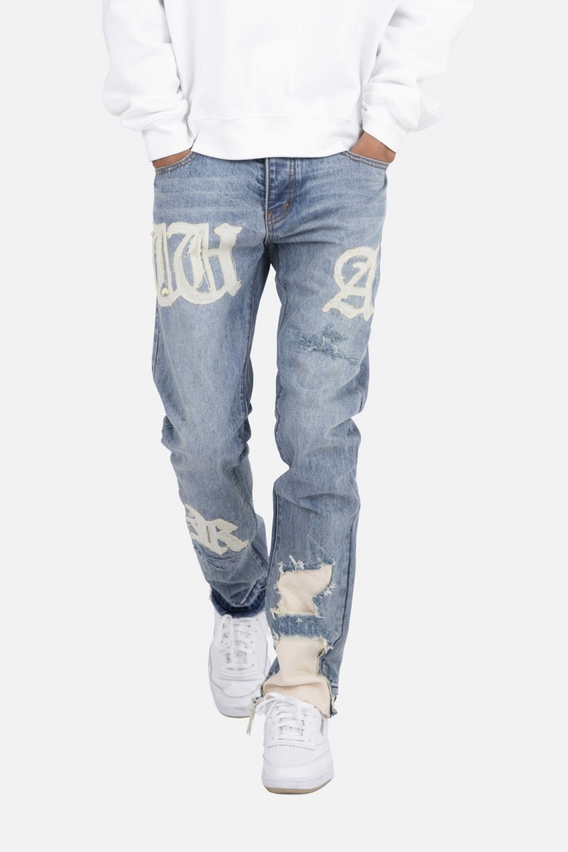 Straight Denim Mnml D198 War Droit Denim Blue/White Homme | GIP-9483104