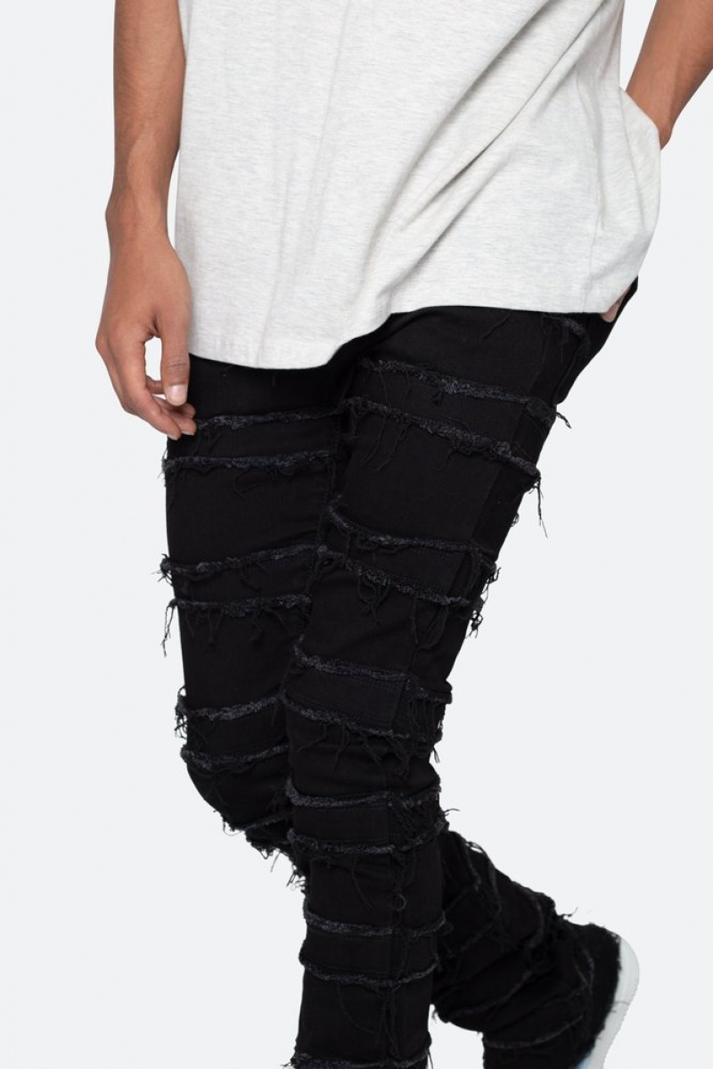 Skinny Denim Mnml X597 Paneled Mince Stacked Denim Noir  | HSR-0712969