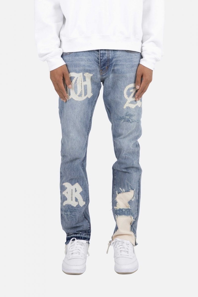 Straight Denim Mnml D198 War Droit Denim Blue/White Homme | GIP-9483104