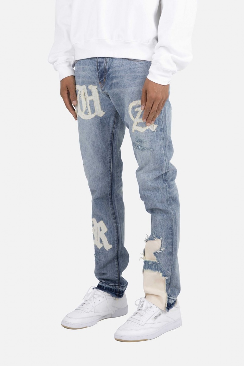 Straight Denim Mnml D198 War Droit Denim Blue/White Homme | GIP-9483104