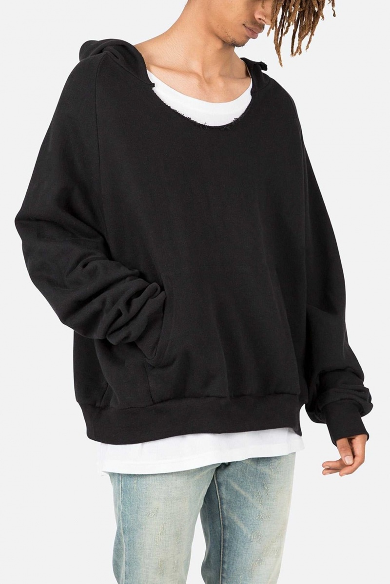 Sweats Mnml Cut Neck Hoodie Noir Homme | BCB-9334400