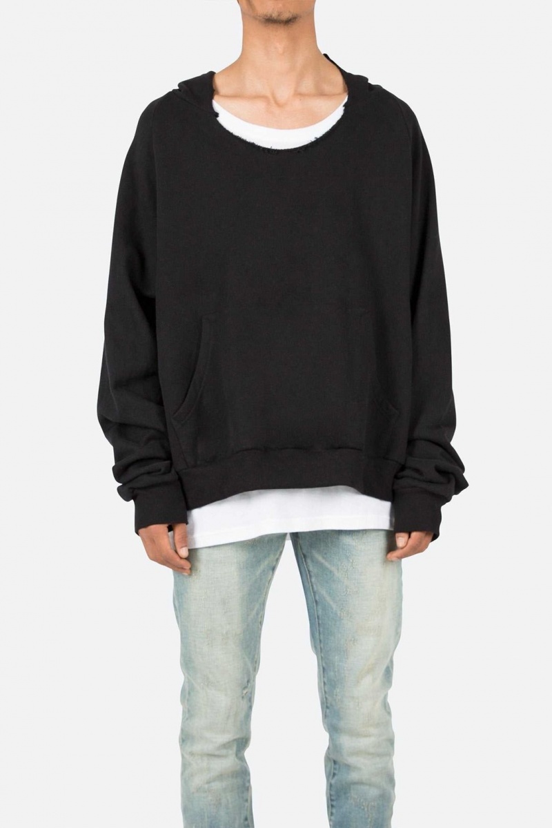 Sweats Mnml Cut Neck Hoodie Noir Homme | BCB-9334400