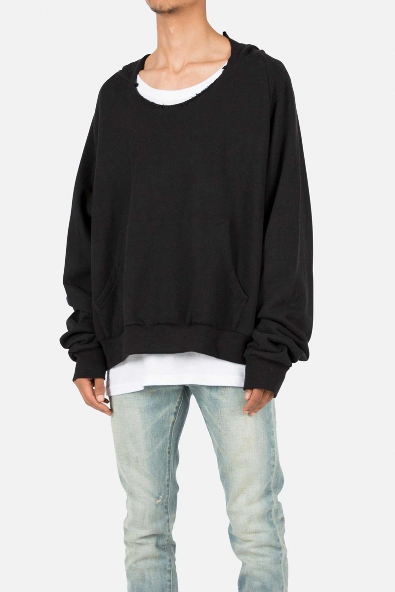 Sweats Mnml Cut Neck Hoodie Noir Homme | BCB-9334400