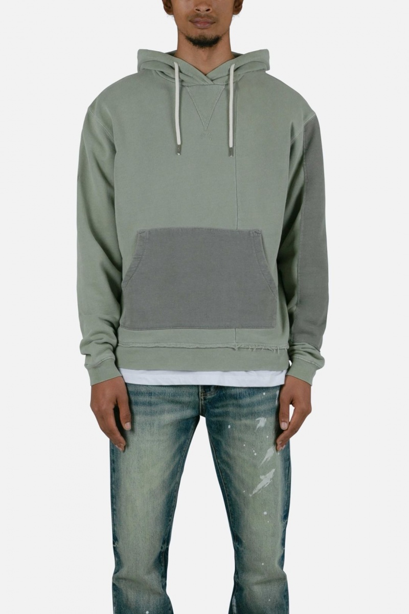 Sweats Mnml Paneled Vintage Hoodie Vert Olive Homme | GJC-7160638