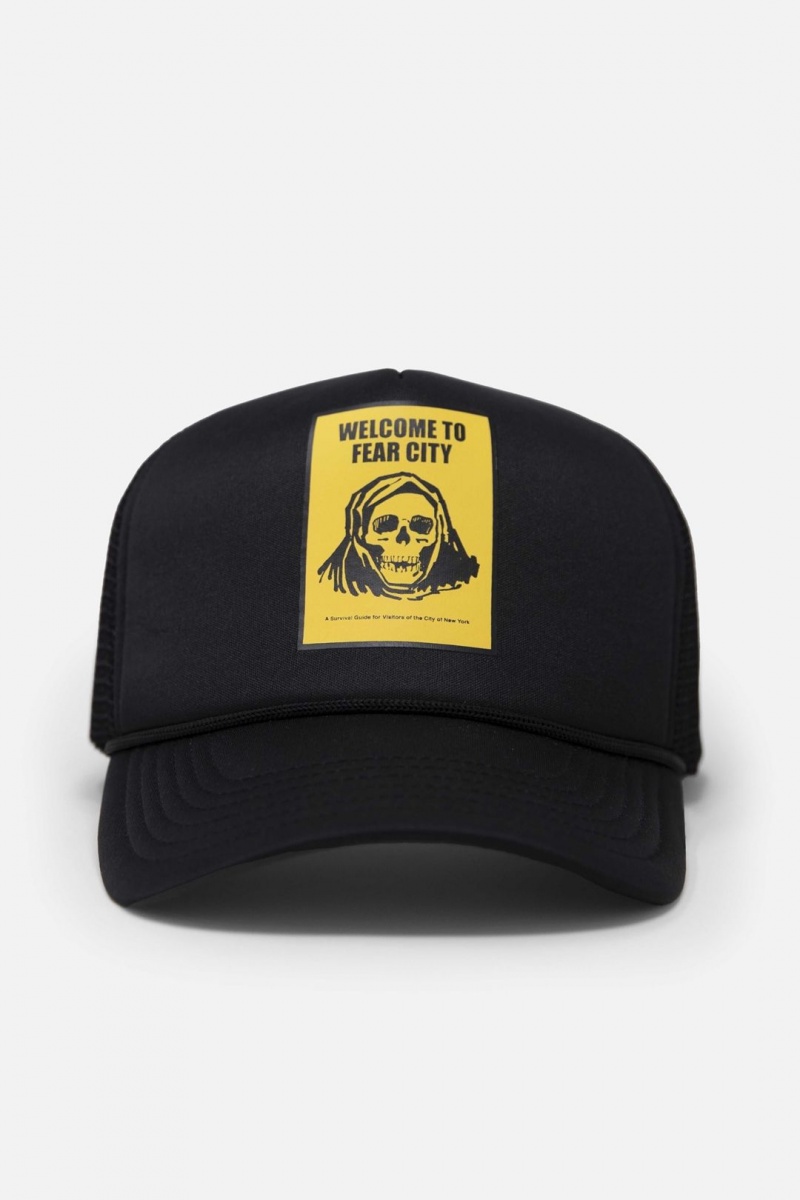 Chapeaux Mnml Fear City Trucker Cap Black/Yellow Homme | ATJ-2634174