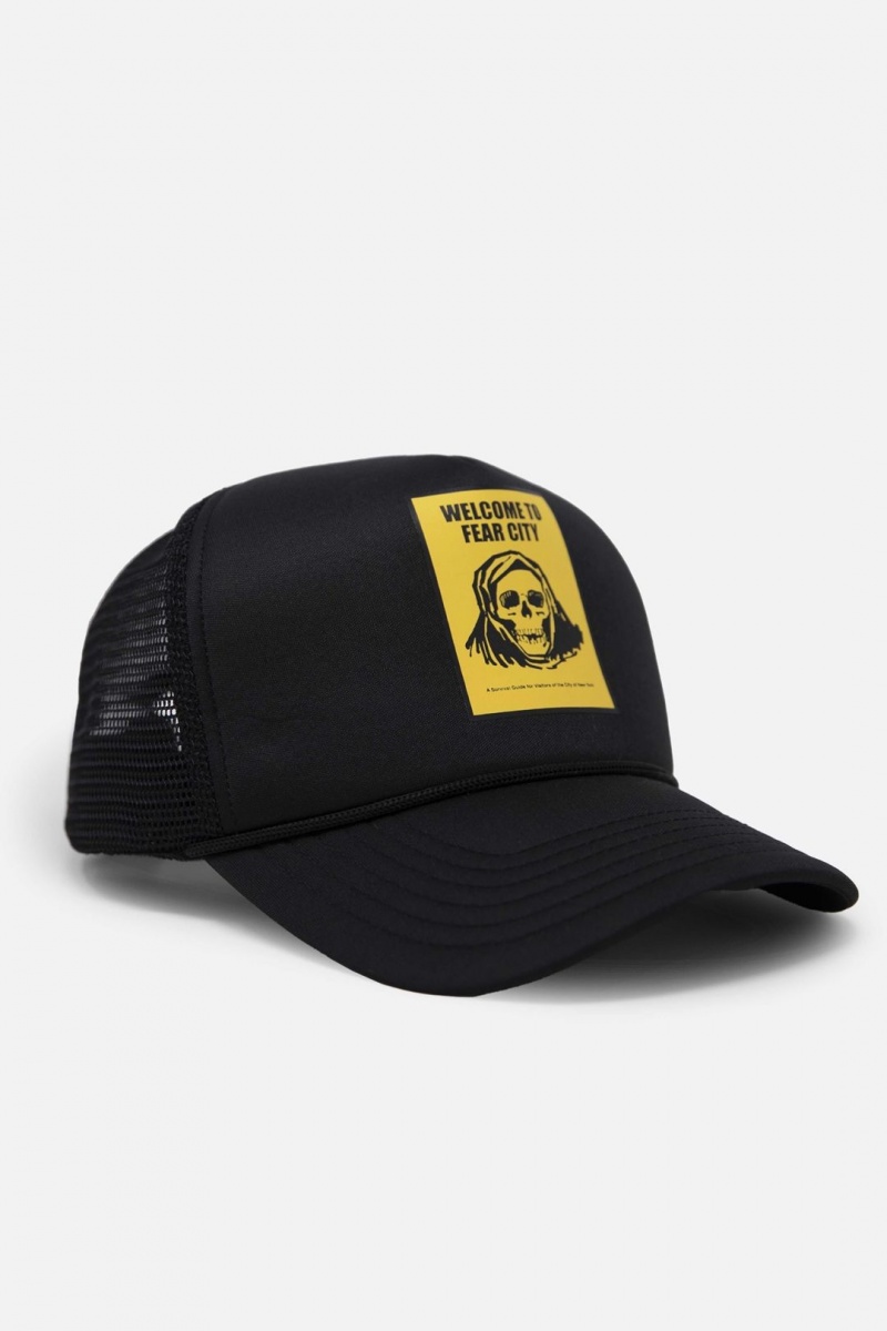 Chapeaux Mnml Fear City Trucker Cap Black/Yellow Homme | ATJ-2634174