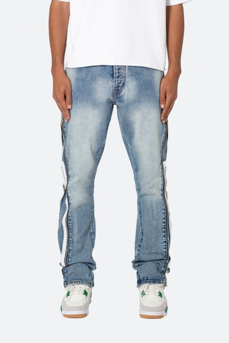 Flare Denim Mnml B574 Zippé Flare Denim Bleu  | GZB-6831578