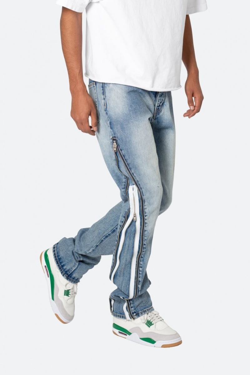 Flare Denim Mnml B574 Zippé Flare Denim Bleu  | GZB-6831578