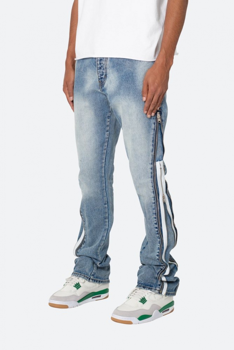 Flare Denim Mnml B574 Zippé Flare Denim Bleu  | GZB-6831578